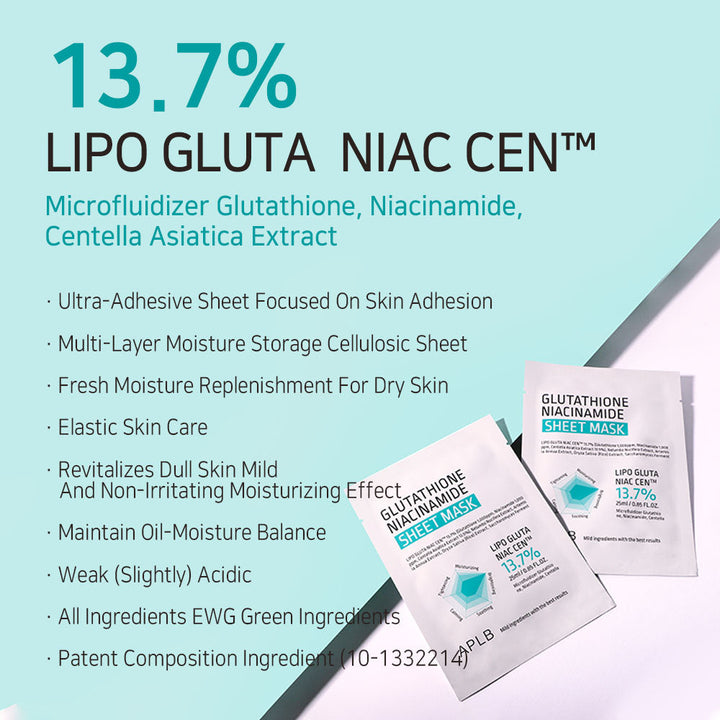 GLUTATHIONE NIACINAMIDE SHEET MASK SET (25ml*10pcs)