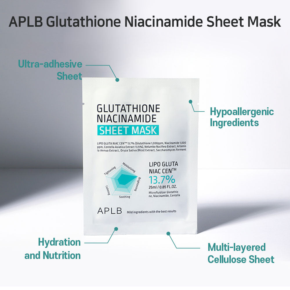 GLUTATHIONE NIACINAMIDE SHEET MASK SET (25ml*10pcs)