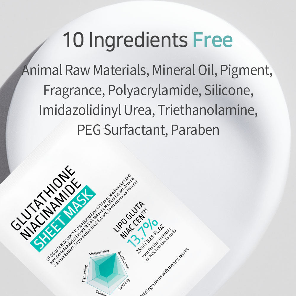 GLUTATHIONE NIACINAMIDE SHEET MASK SET (25ml*10pcs)