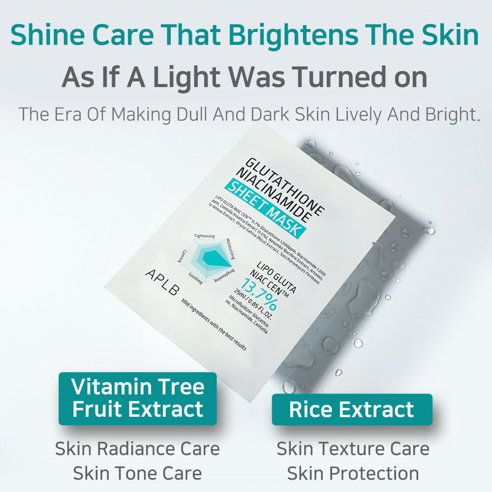 GLUTATHIONE NIACINAMIDE SHEET MASK SET (25ml*10pcs)